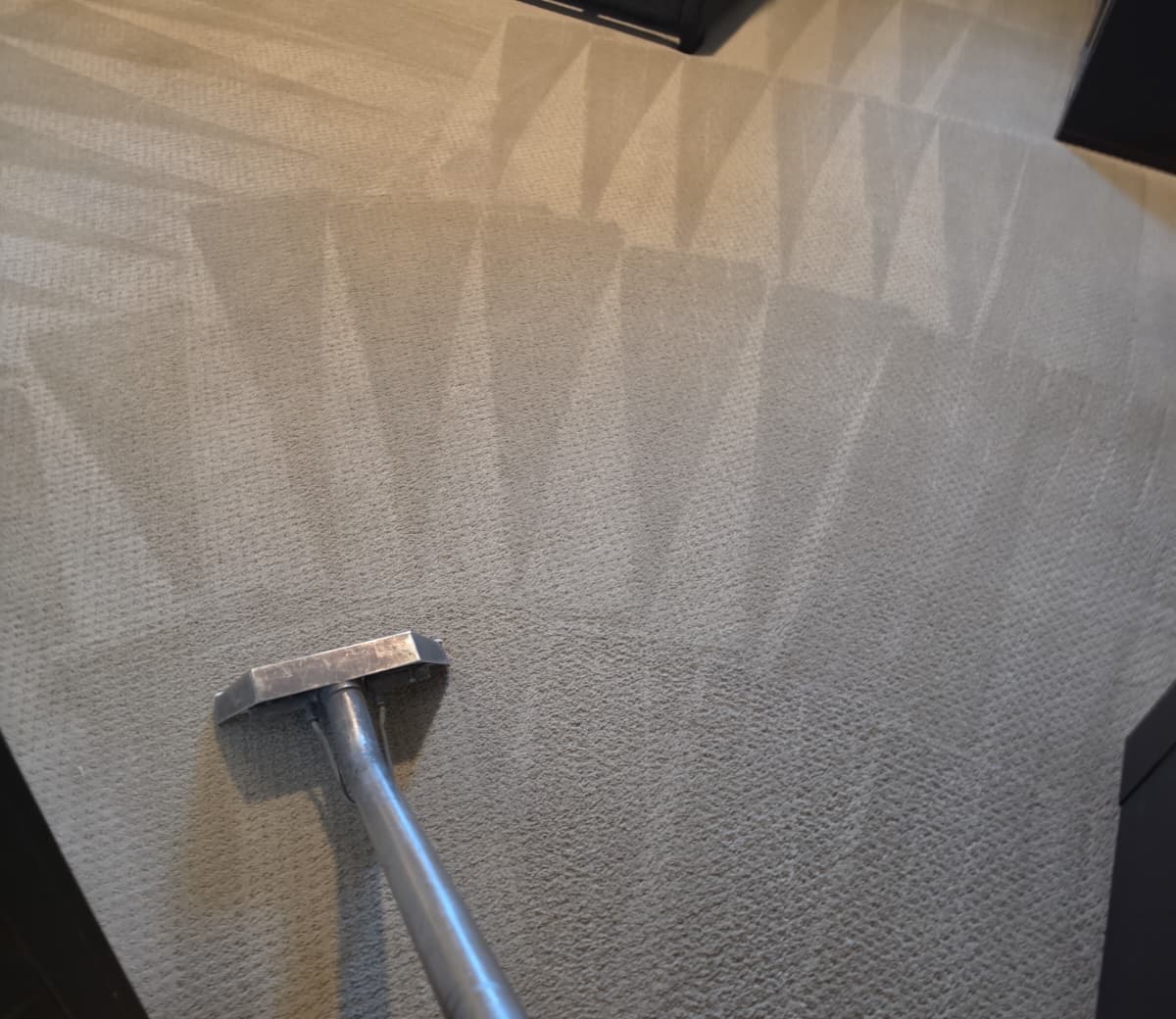 Eagle Carpet Cleaners truck-mount steam cleaning wand extracting dirt from a carpet